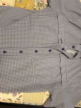 GG Collection Purple Gingham Casual Button-Down Shirt